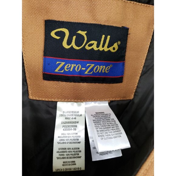 Walls Zero-Zone Mens 2XL Brown Insulated Bib Overalls Regular Cotton - Picture 8 of 10